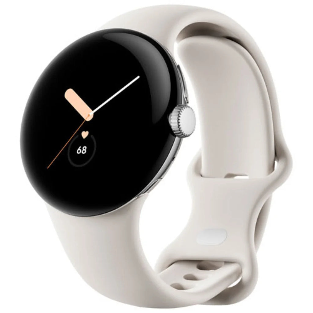 Google Pixel Watch 41mm LTE Polished Silver Stainless Steel with Chalk Band ? GA02832-US
