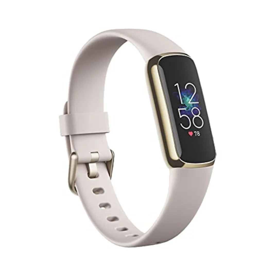 Fitbit Luxe Fitness & Wellness Tracker ? Soft Gold Case with White Band ? FB422GLWT
