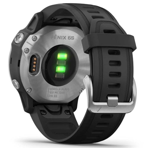 Garmin f?nix 6S GPS Smartwatch 30mm - Silver w/ Black Silicone Band - 010-02159-01