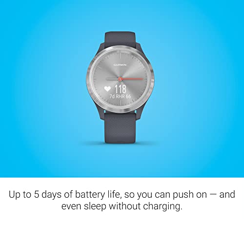 Garmin vivomove 3s Hybrid Smartwatch Silver with Granite Blue Bnad - 010-02238-00