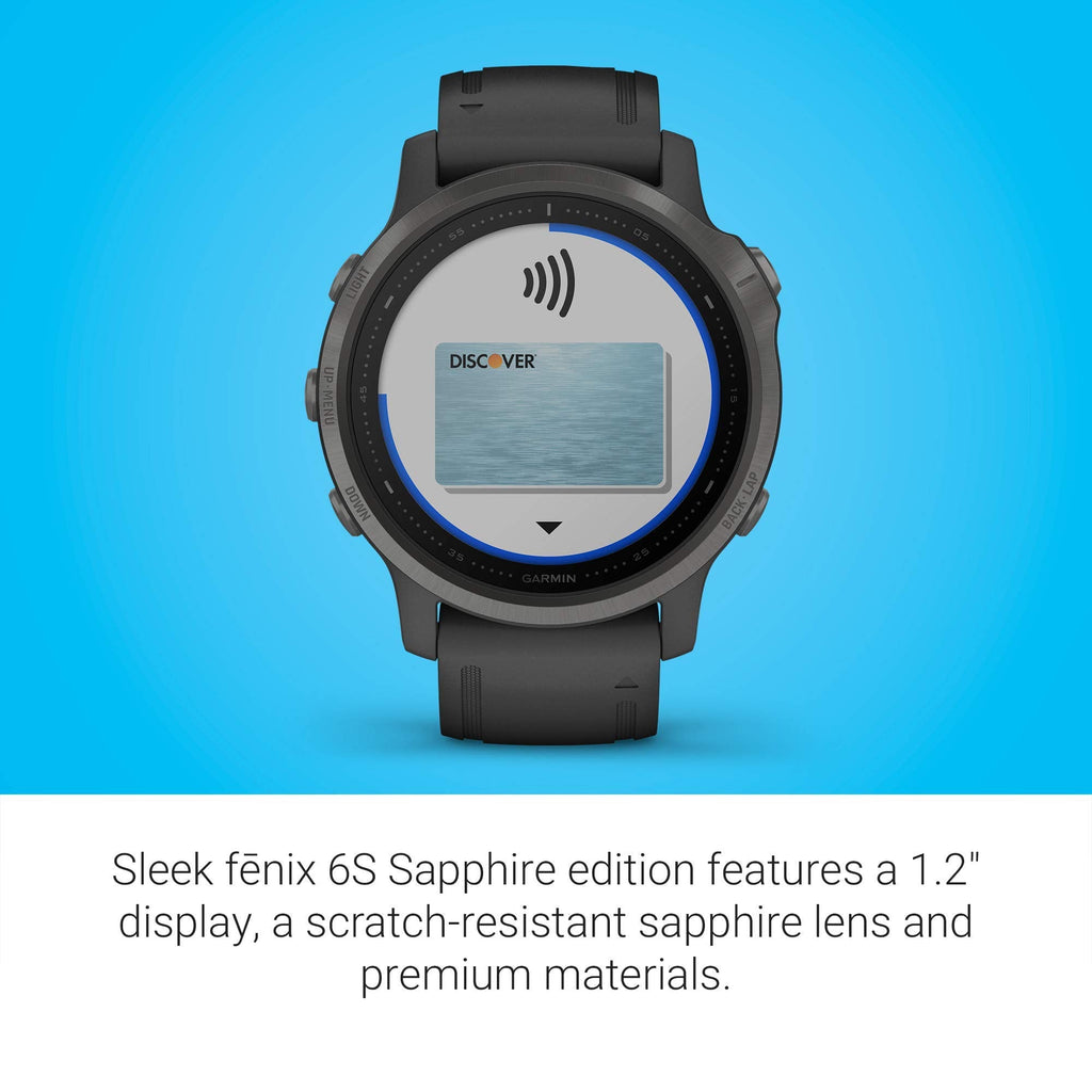 Garmin - f?nix 6S Sapphire GPS 30mm  - Carbon Gray with Black Silicone Band - 010-02159-24