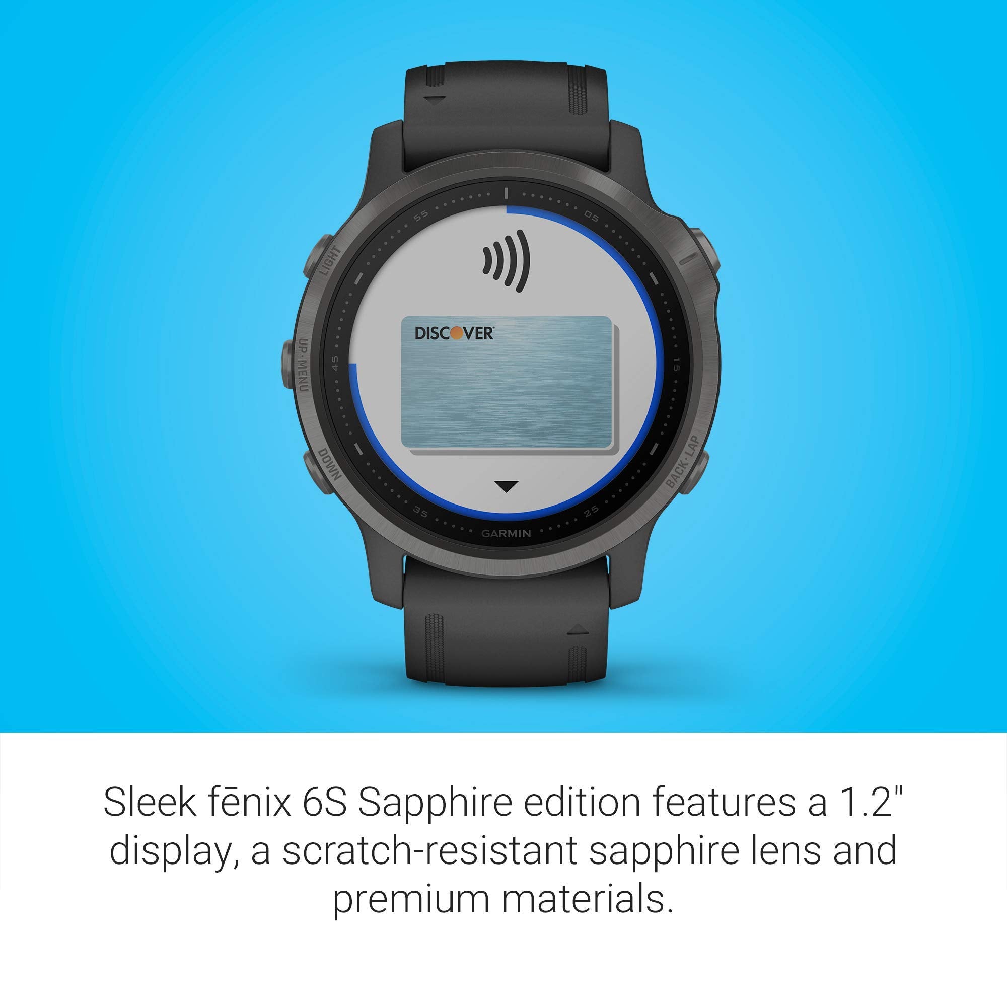 Garmin - f?nix 6S Sapphire GPS 30mm  - Carbon Gray with Black Silicone Band - 010-02159-24