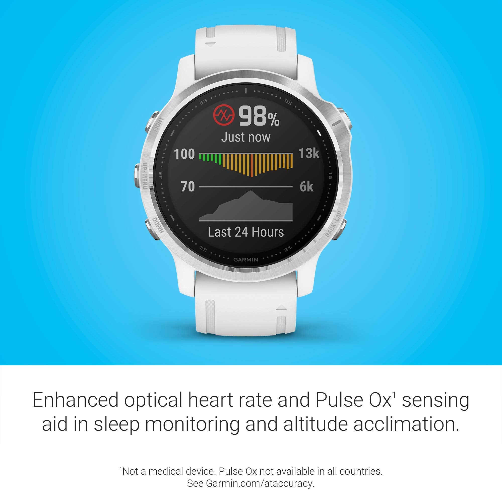 Garmin fenix 6S Smartwatch 42mm Polymer -White with White Silicone Band - 010-02159-00