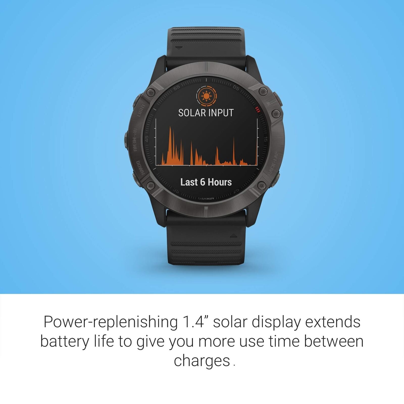 Garmin fenix 6X Pro Solar Titanium Carbon Gray DLC w/ Black Band - 010-02157-20