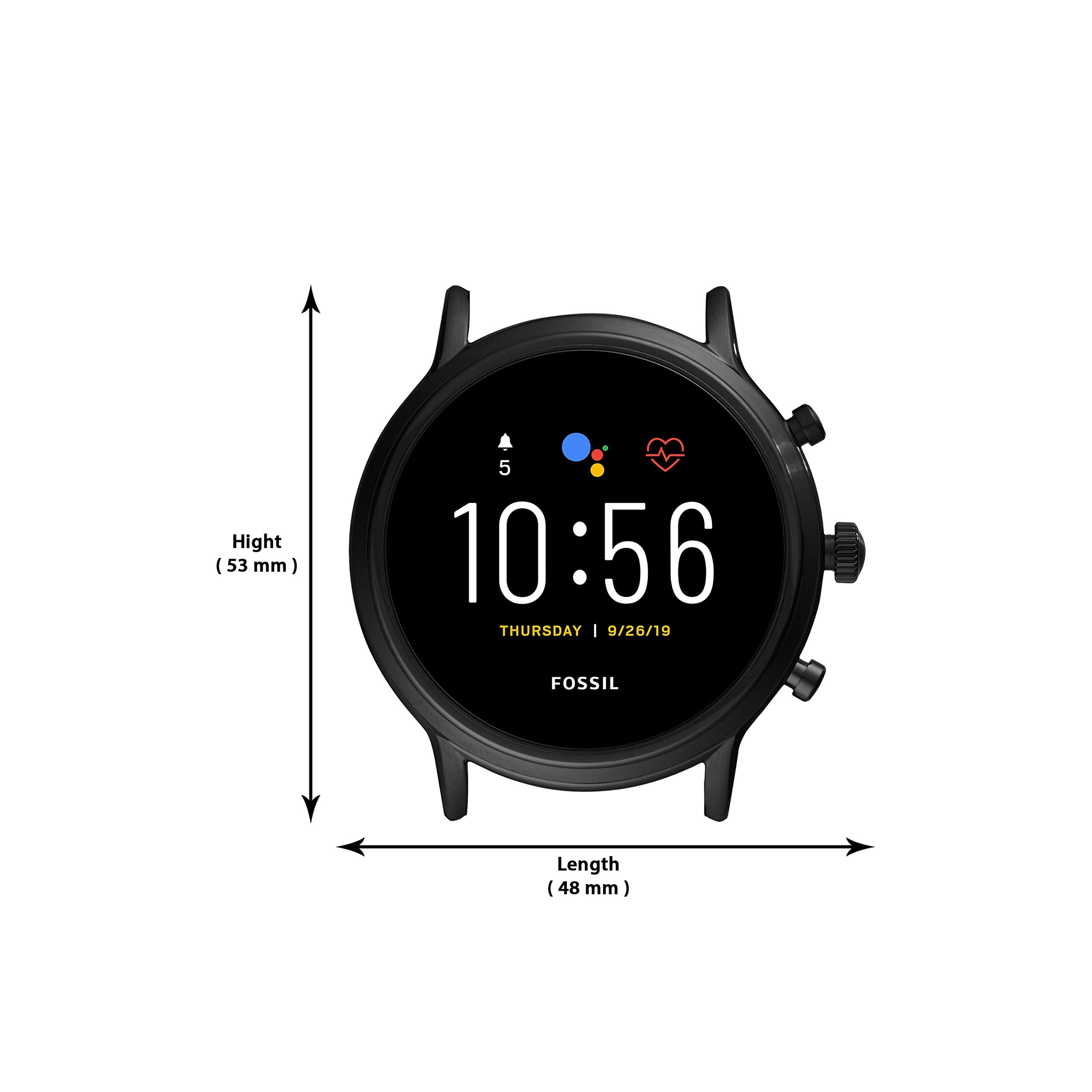 Fossil - Gen 5 Smartwatch 44mm Stainless Steel - Black with Brown Leather Band - FTW4026