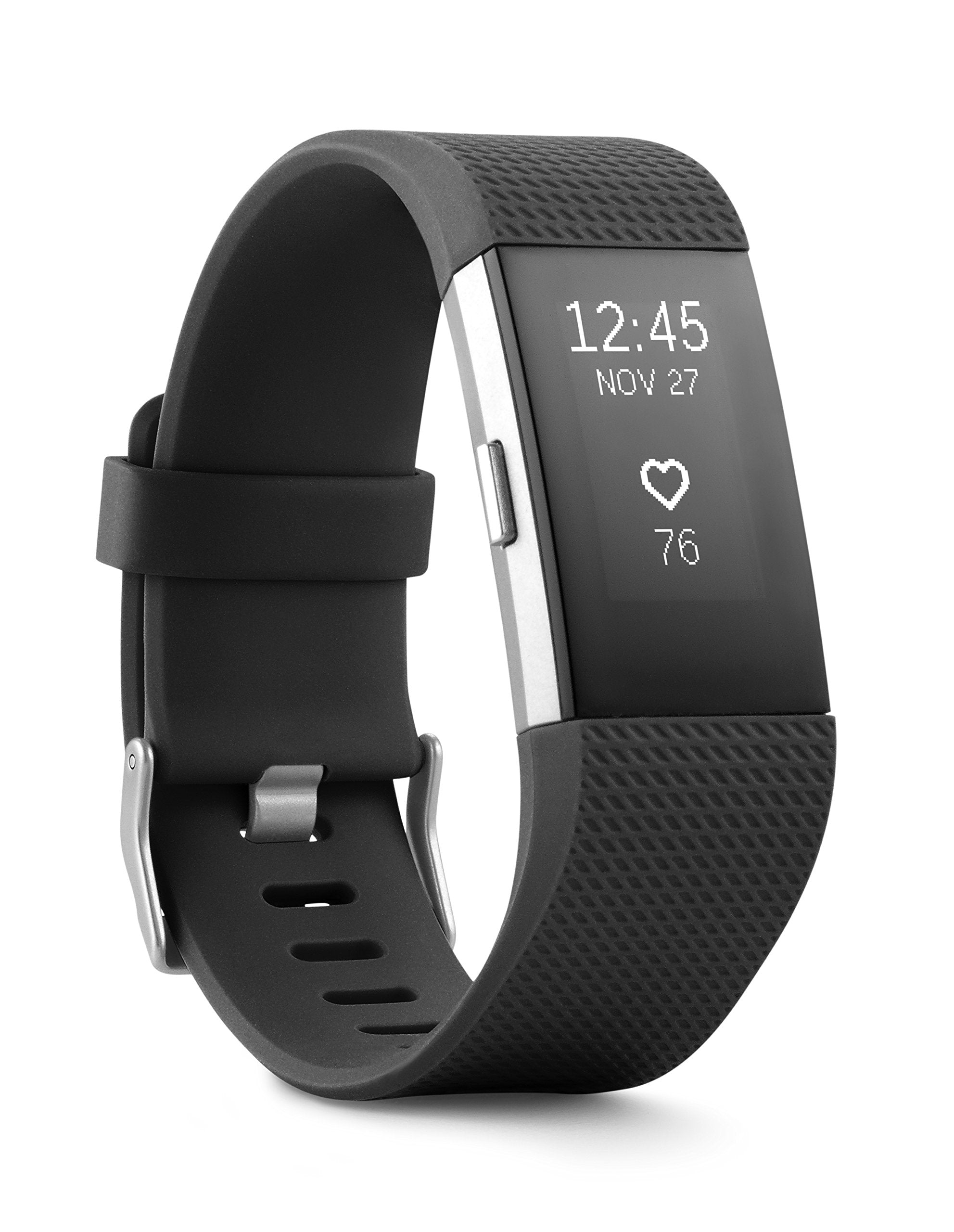 Fitbit Charge 2 Heart Rate + Fitness Wristband, Special Edition, Gunmetal (Black), Large - FB407GMBKL