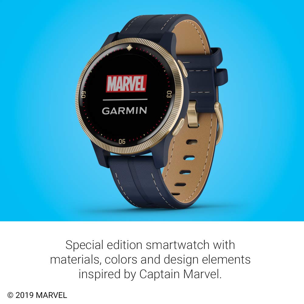 Garmin - Legacy Hero Series Captain Marvel Smartwatch 40mm Fiber - Danvers Blue - 010-02172-41