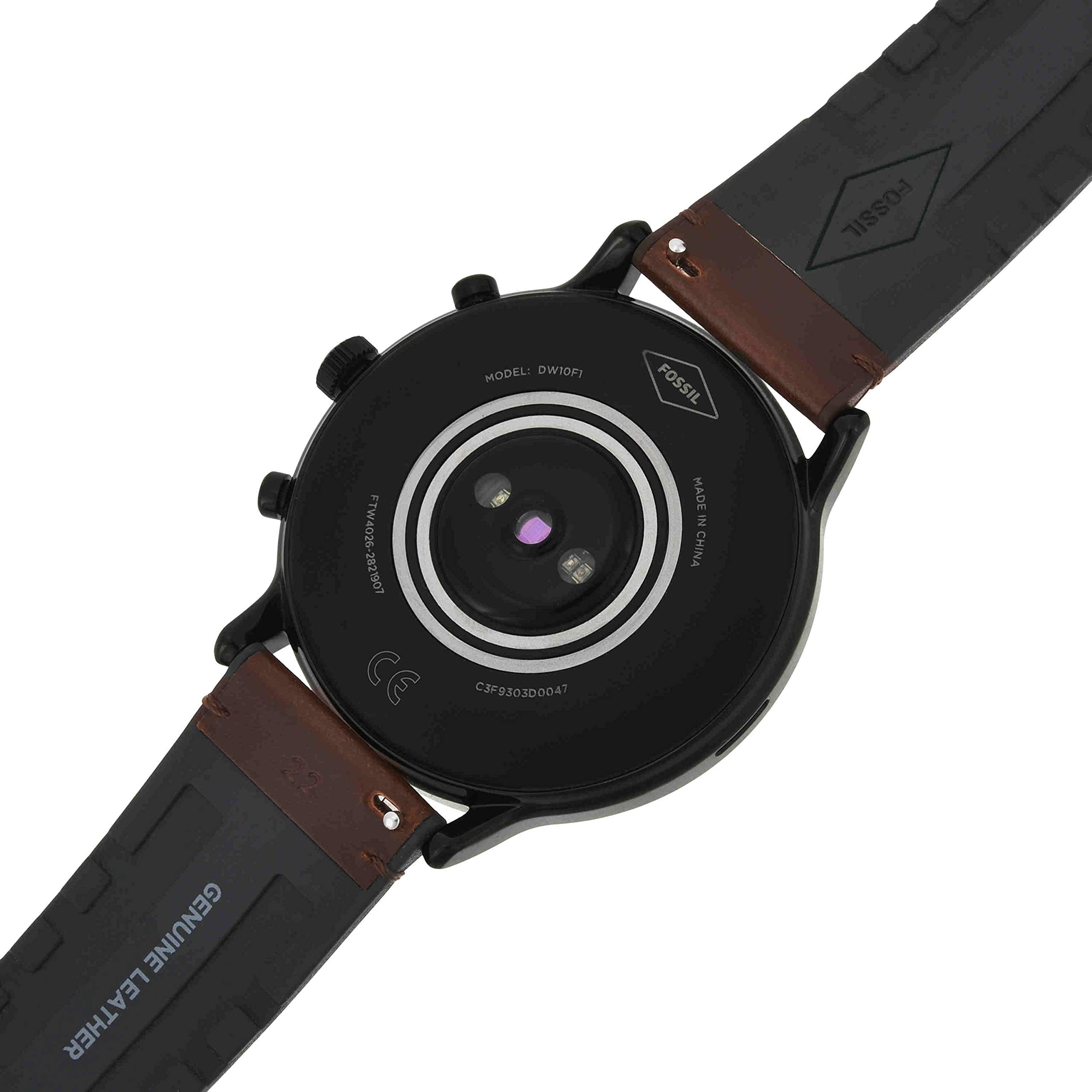 Fossil - Gen 5 Smartwatch 44mm Stainless Steel - Black with Brown Leather Band - FTW4026