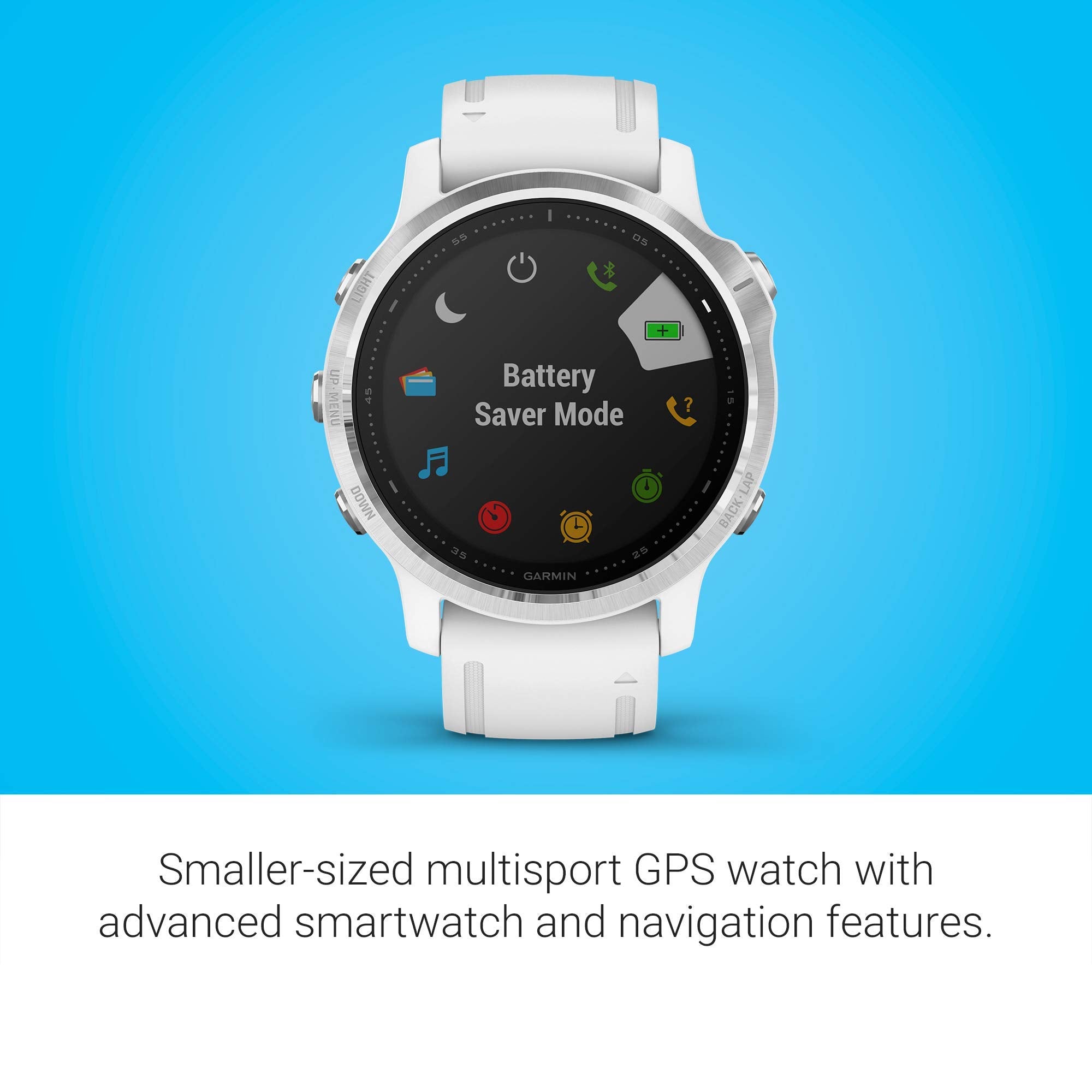 Garmin fenix 6S Smartwatch 42mm Polymer -White with White Silicone Band - 010-02159-00
