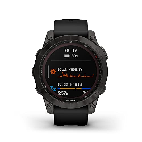 Garmin Fenix 7 Sapphire Solar GPS Smartwatch - 47mm - Carbon Gray DLC Titanium w/ Black Band