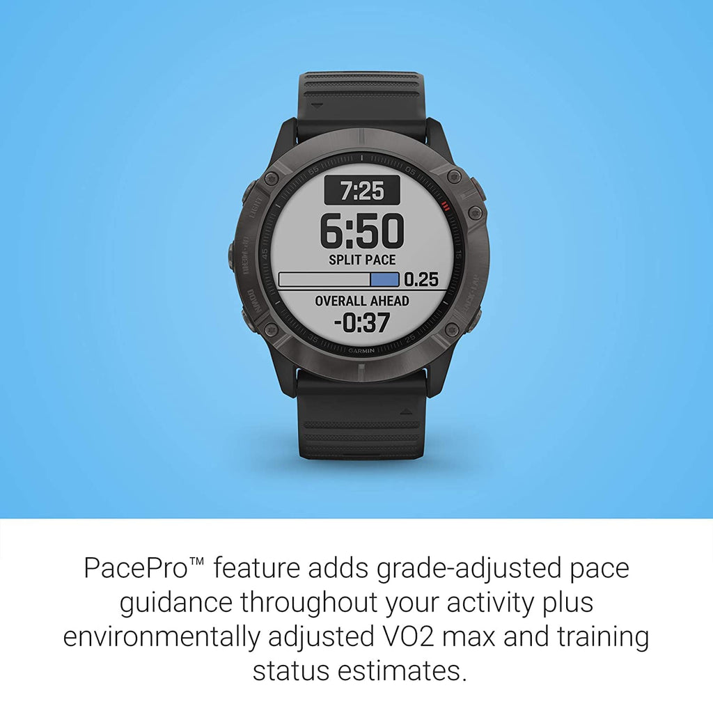 Garmin - fenix 6X Sapphire Smartwatch 51mm - Black DLC Leather Band - 010-02157-13