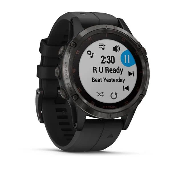Garmin fenix 5 Plus, Carbon Gray DLC Titanium with Black Silicone Band - 010-01988-20