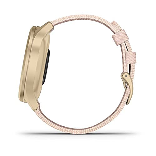 Garmin vivomove Style, Hybrid Smartwatch ,  Gold with Pink Woven Nylon Band - 010-02240-02