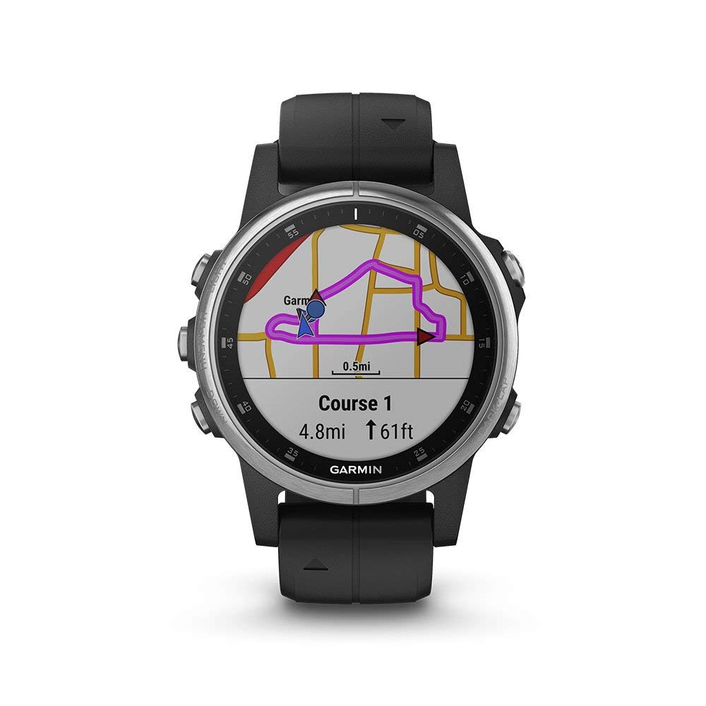 Garmin fenix 5 Plus, Premium Multisport GPS Smartwatch,  Black/Silver - 010-01988-01
