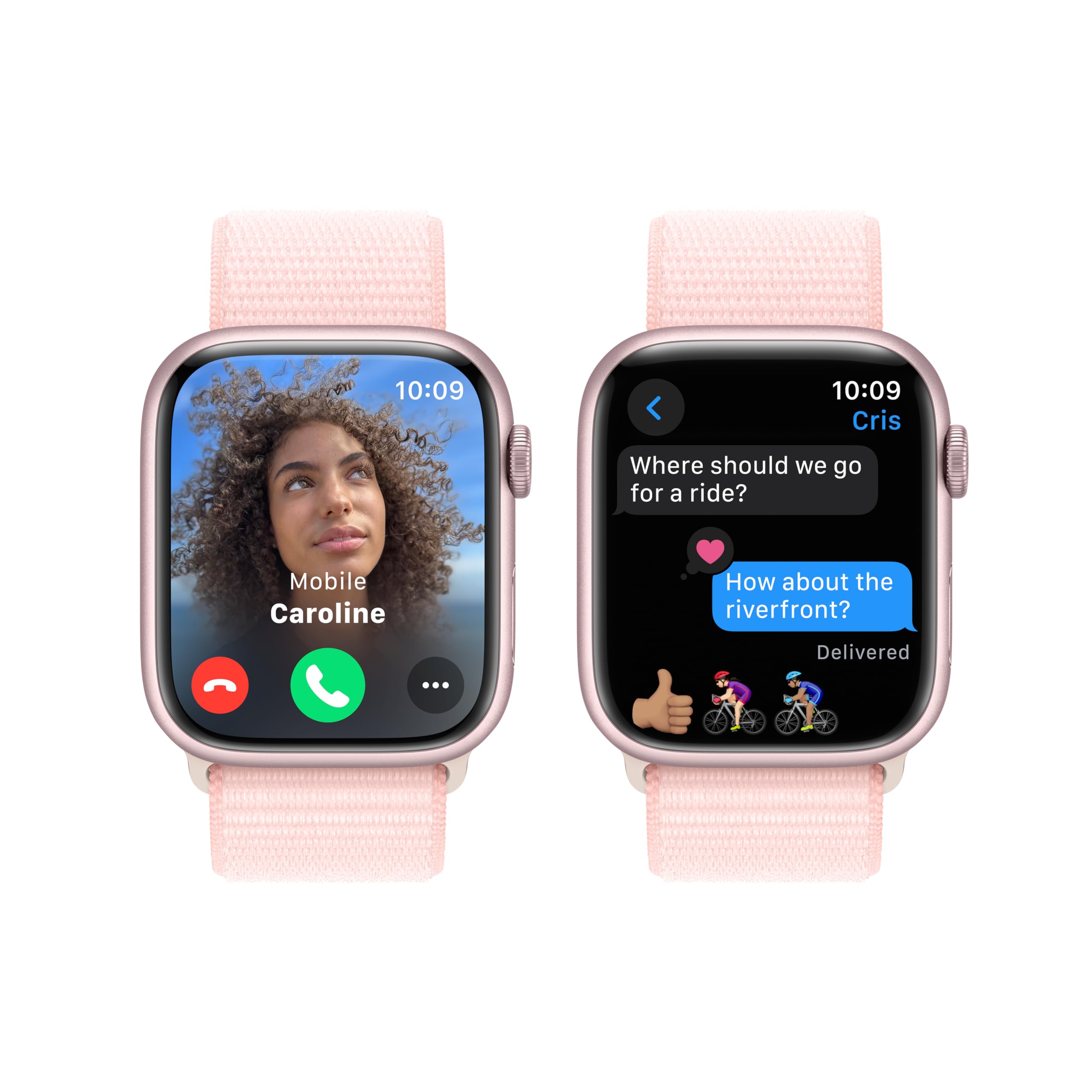 Apple Watch Series 9 45mm GPS - Pink Aluminum Case with Light Pink Sport Loop (Adj) - MR9J3LL/A
