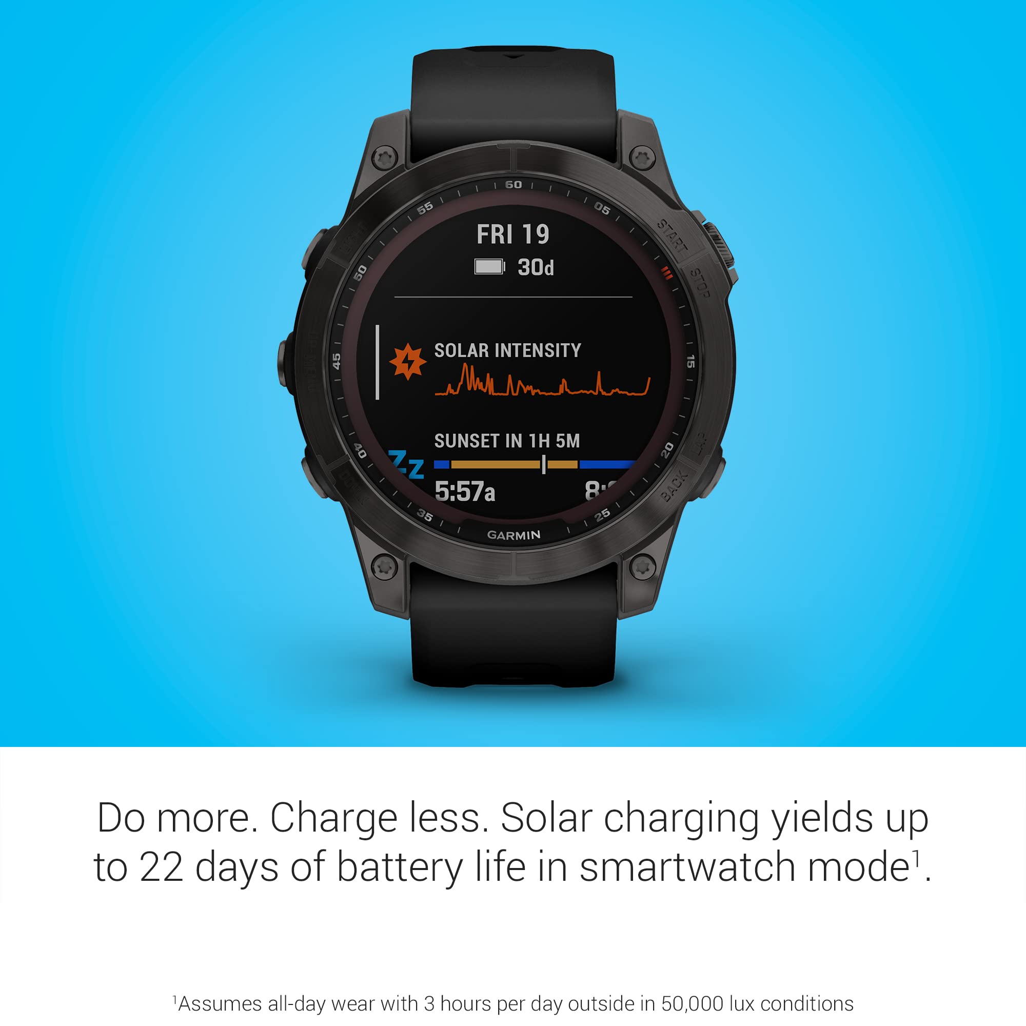 Garmin fenix 7 Solar GPS Smartwatch 47mm - Slate Gray - 010-02540-10