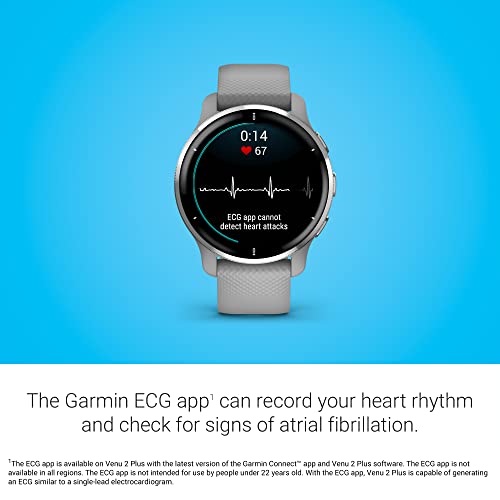 Garmin Venu 2 Plus GPS Smartwatch 43 mm Silver with Gray Band - 010-02496-00