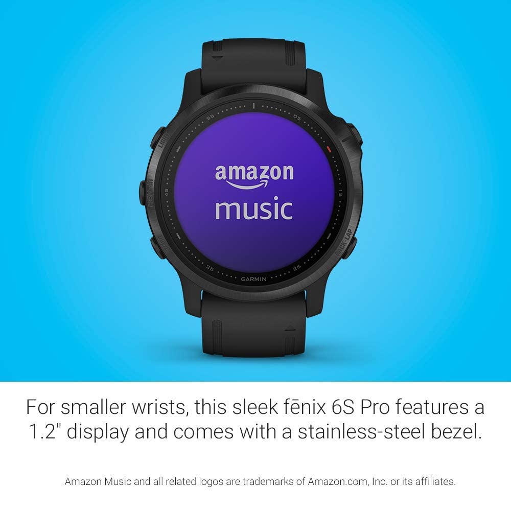 Garmin f?nix 6S Pro Smartwatch 42mm Black with Black Silicone Band - 010-02159-13
