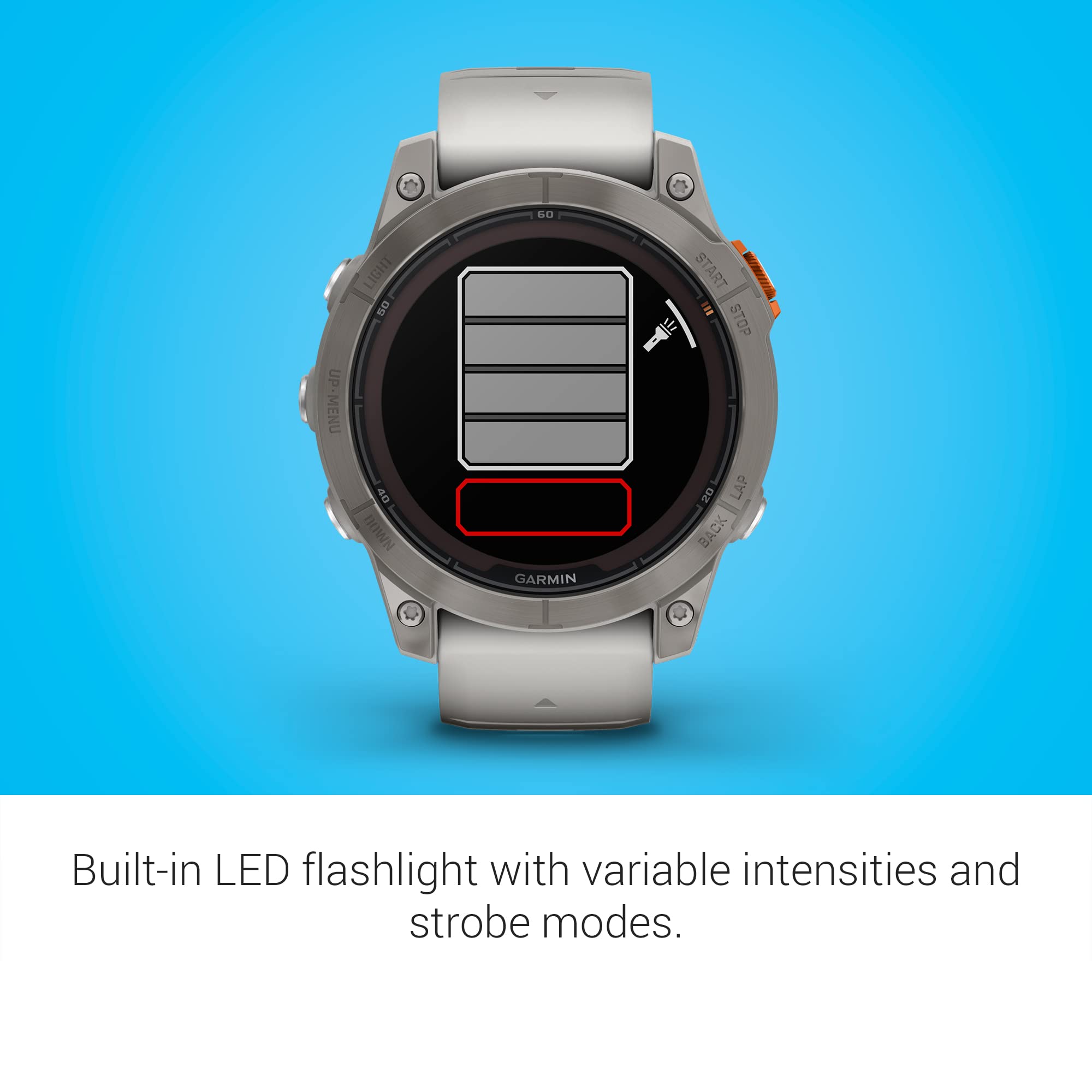 Garmin - fenix 7 Pro Sapphire Solar GPS Smartwatch 47 mm Fiber-reinforced polymer - Fog Gray/Ember Orange/Titanium - 010-02777-20