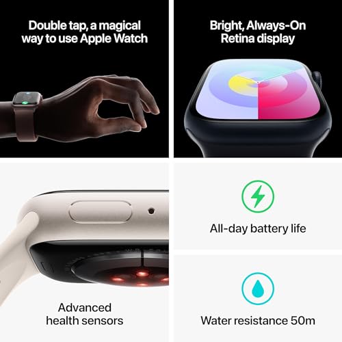 Apple Watch Series 9 (GPS) 45mm Midnight Case with Midnight Sport Band - M/L - MR9A3LW/A