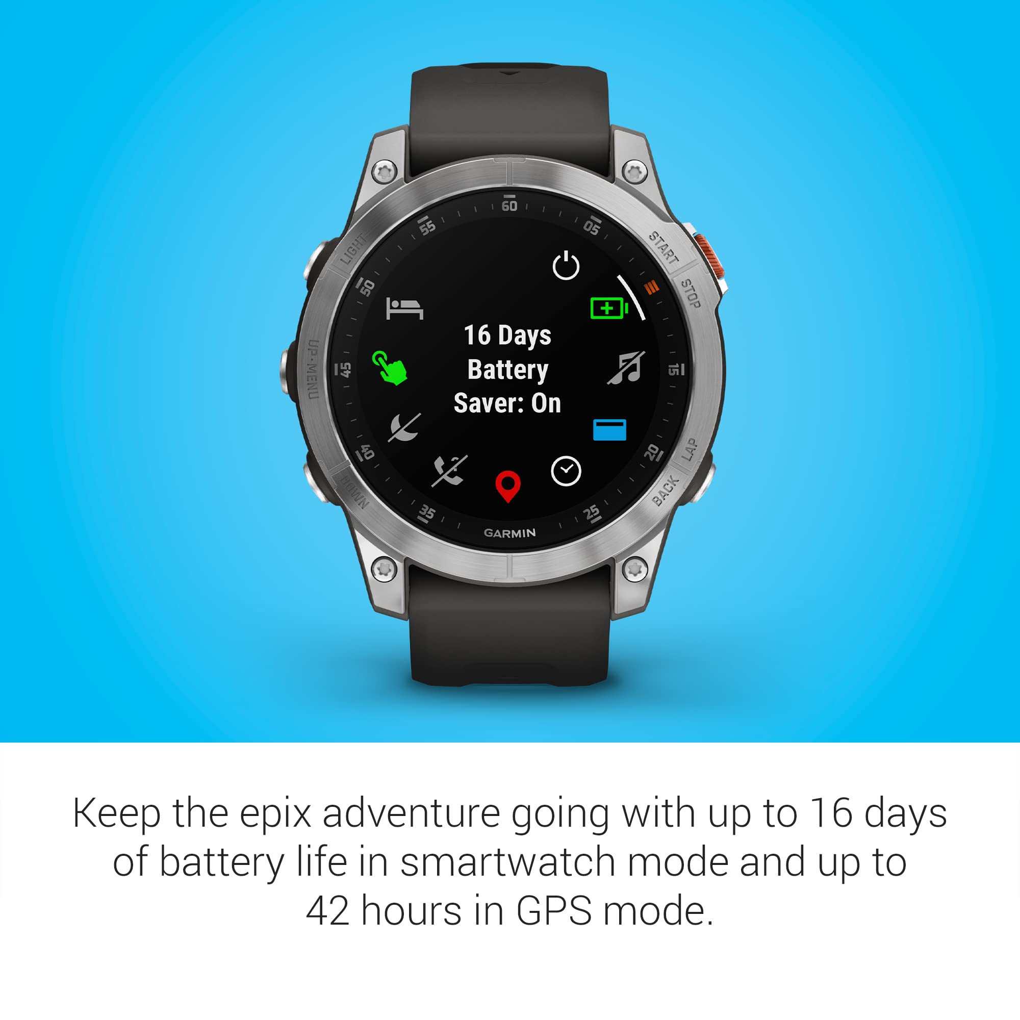 Garmin - epix (Gen 2) GPS Smartwatch 47mm Fiber-reinforced polymer - Steel - 010-02582-00