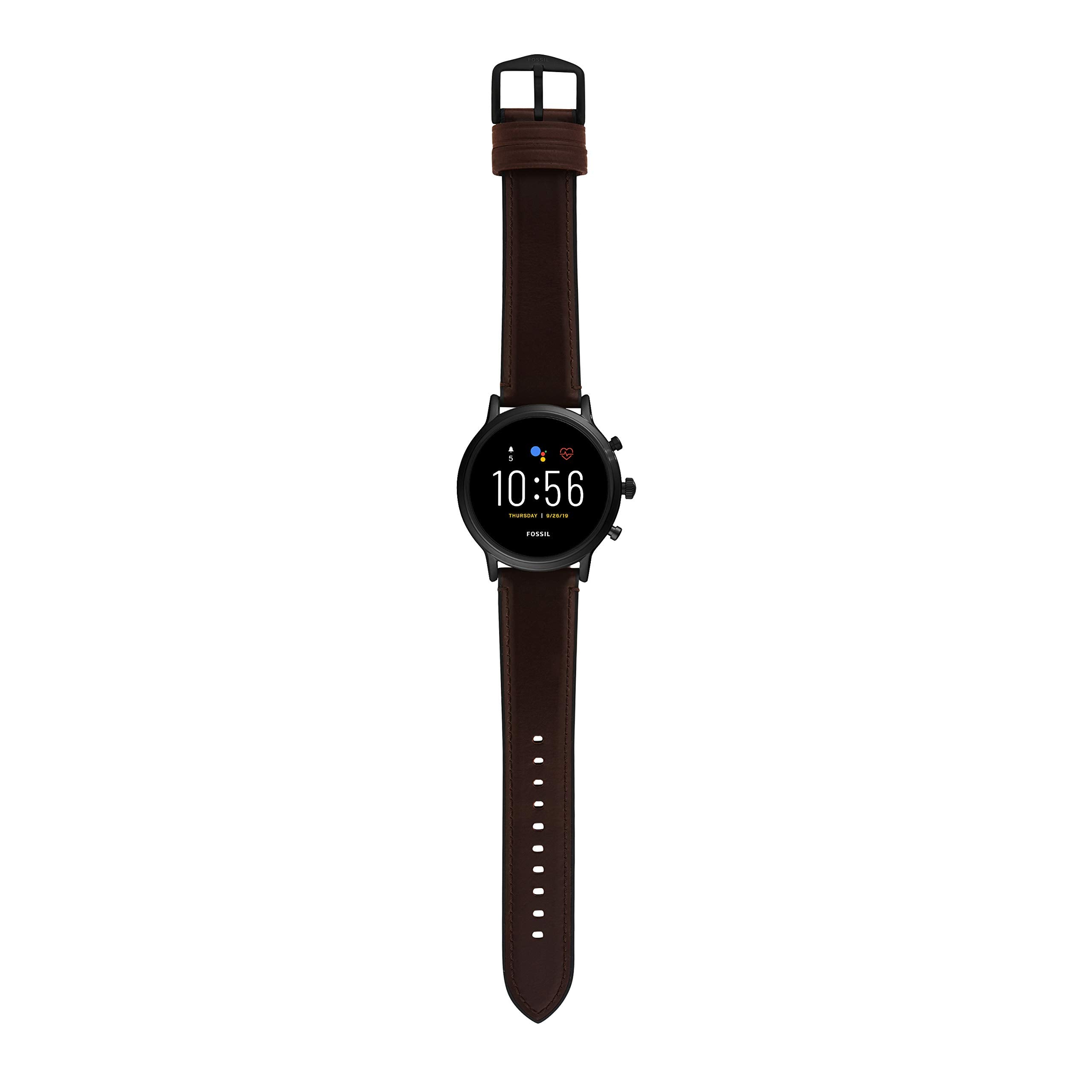 Fossil - Gen 5 Smartwatch 44mm Stainless Steel - Black with Brown Leather Band - FTW4026