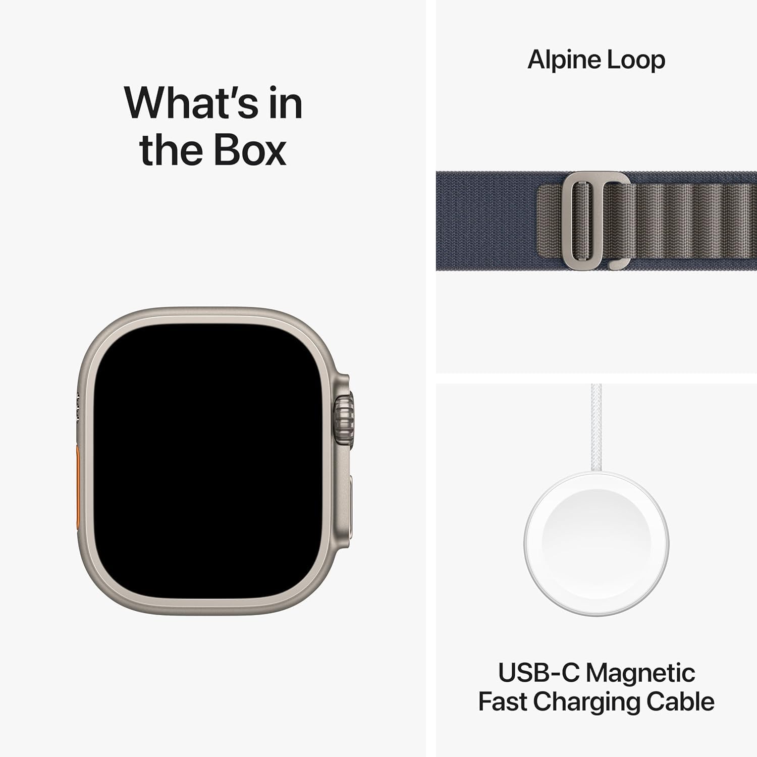 Apple Watch Ultra 2 (GPS + Cellular) 49mm Titanium Case with Blue Alpine Loop - Medium - Titanium - MREP3LL/A