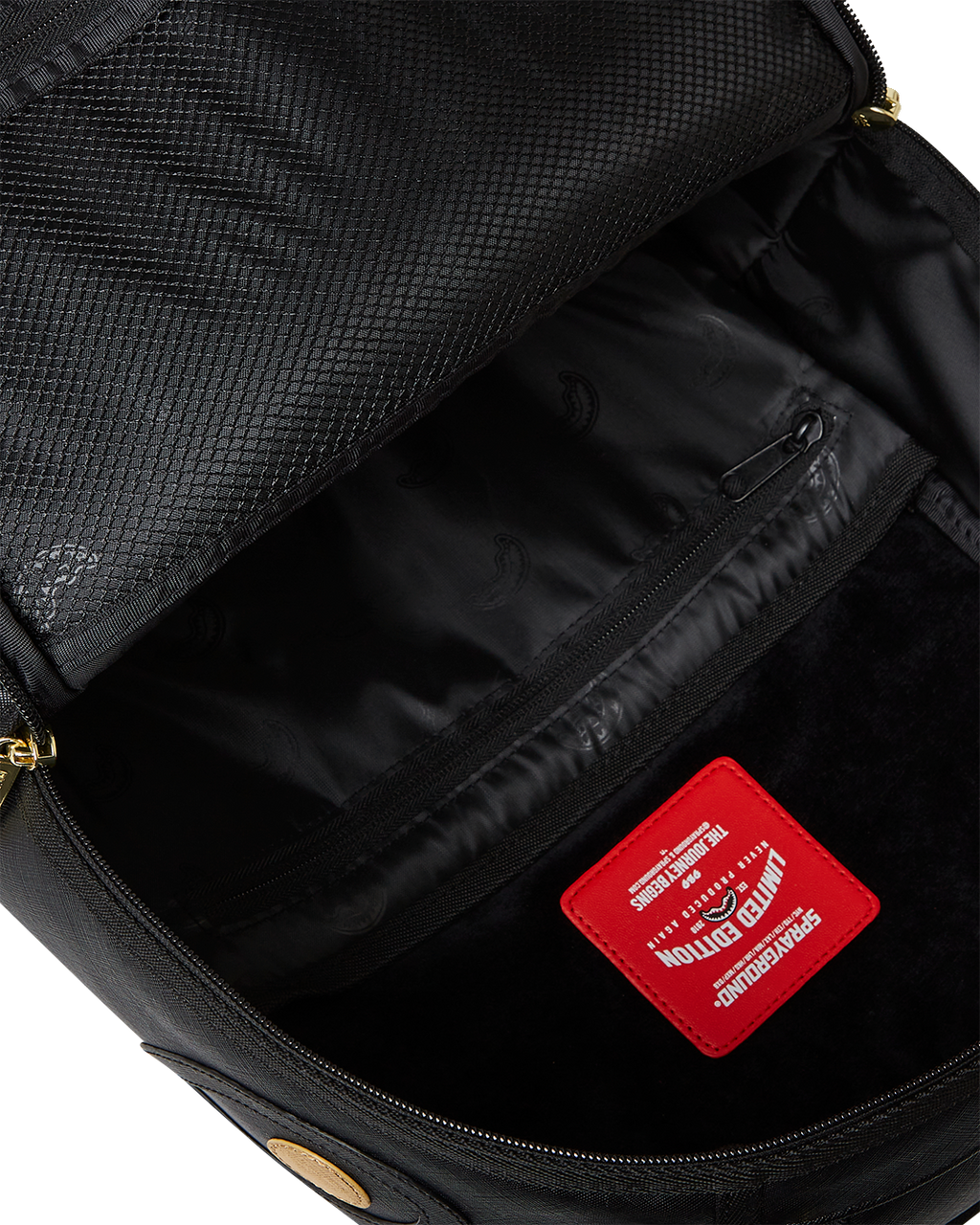 GOLD AND BLACK RACING STRIPES BACKPACK
